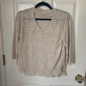 Cream Sweater w/ cutout neck
